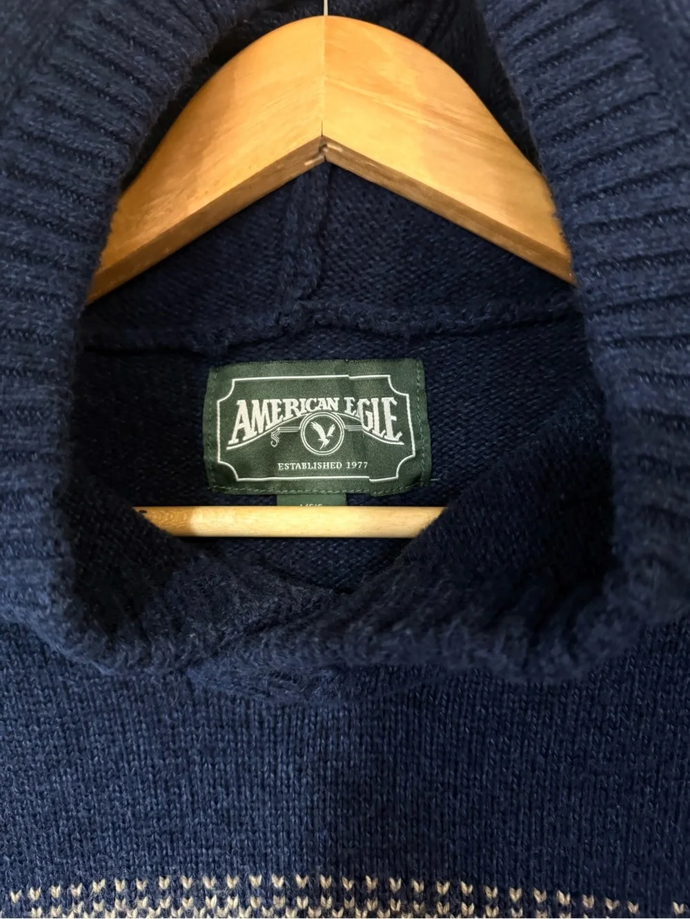 American Eagle Outfitters Men's Aztec Southwest Hooded Sweater Sz L Blue Tan